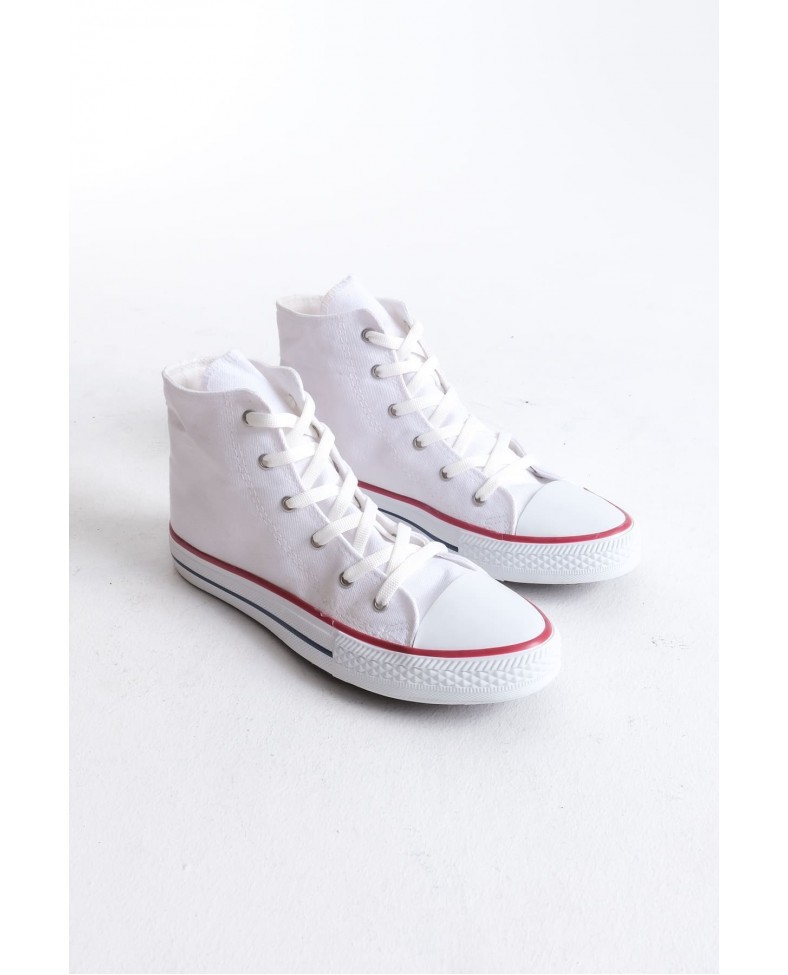 JY0423 AXE Bağcıklı Keten Kumaş Erkek Günlük Sneaker Ayakkabı KBT - Beyaz Somersan Giyim | Kadın, Erkek ve Çocuk Moda