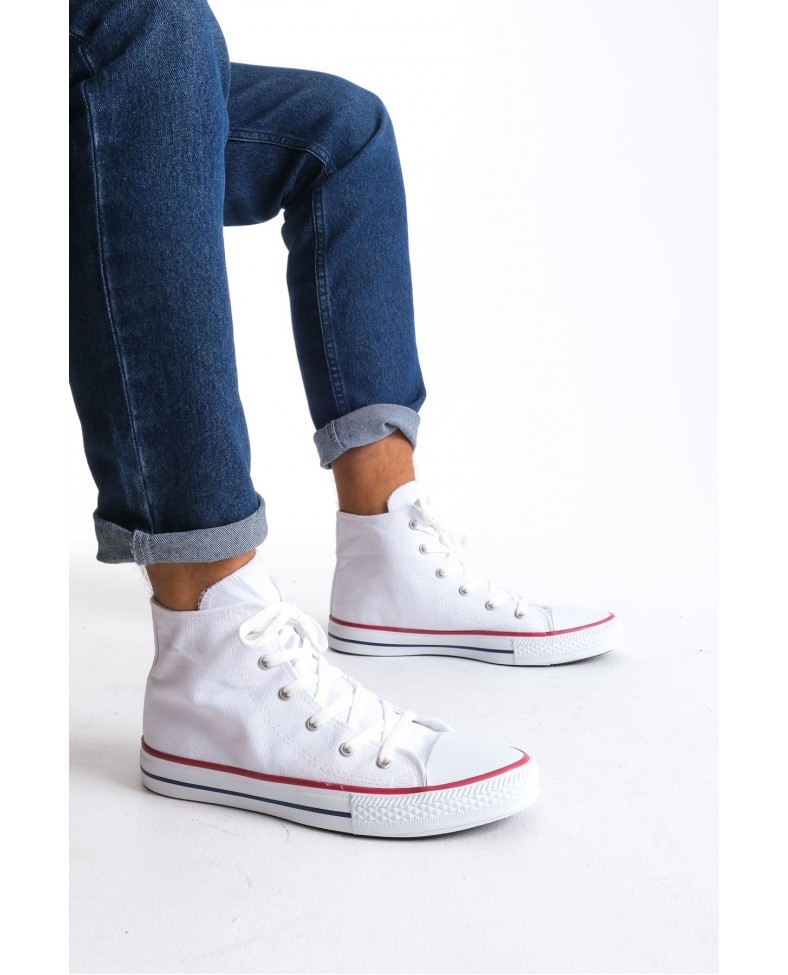 JY0423 AXE Bağcıklı Keten Kumaş Erkek Günlük Sneaker Ayakkabı KBT - Beyaz Somersan Giyim | Kadın, Erkek ve Çocuk Moda