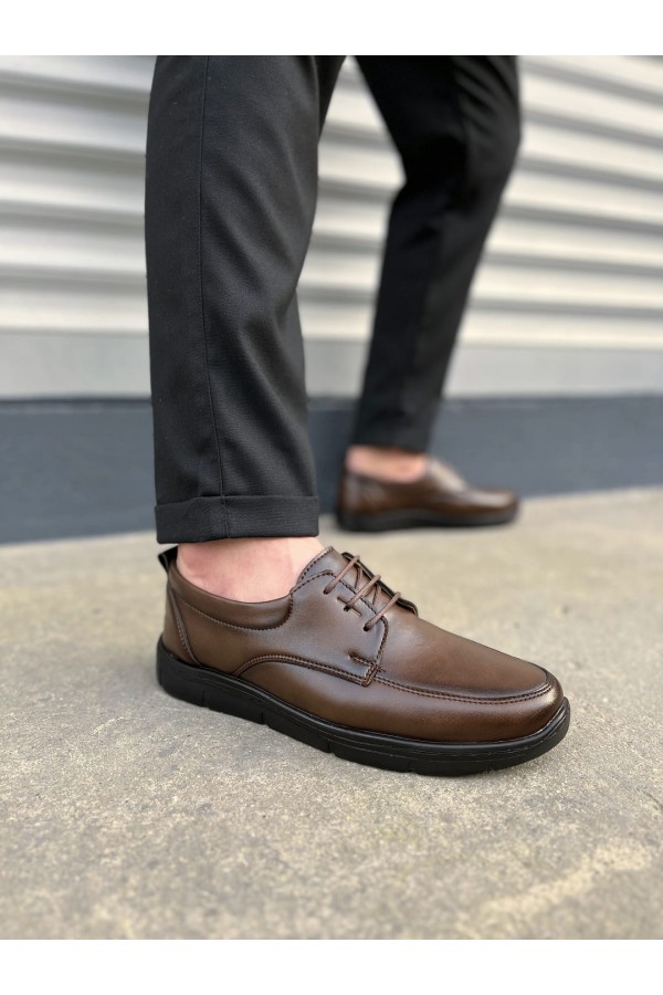JY0510 Clasica Bağcıklı Cilt Erkek Günlük Klasik Ayakkabı CST - Kahverengi
