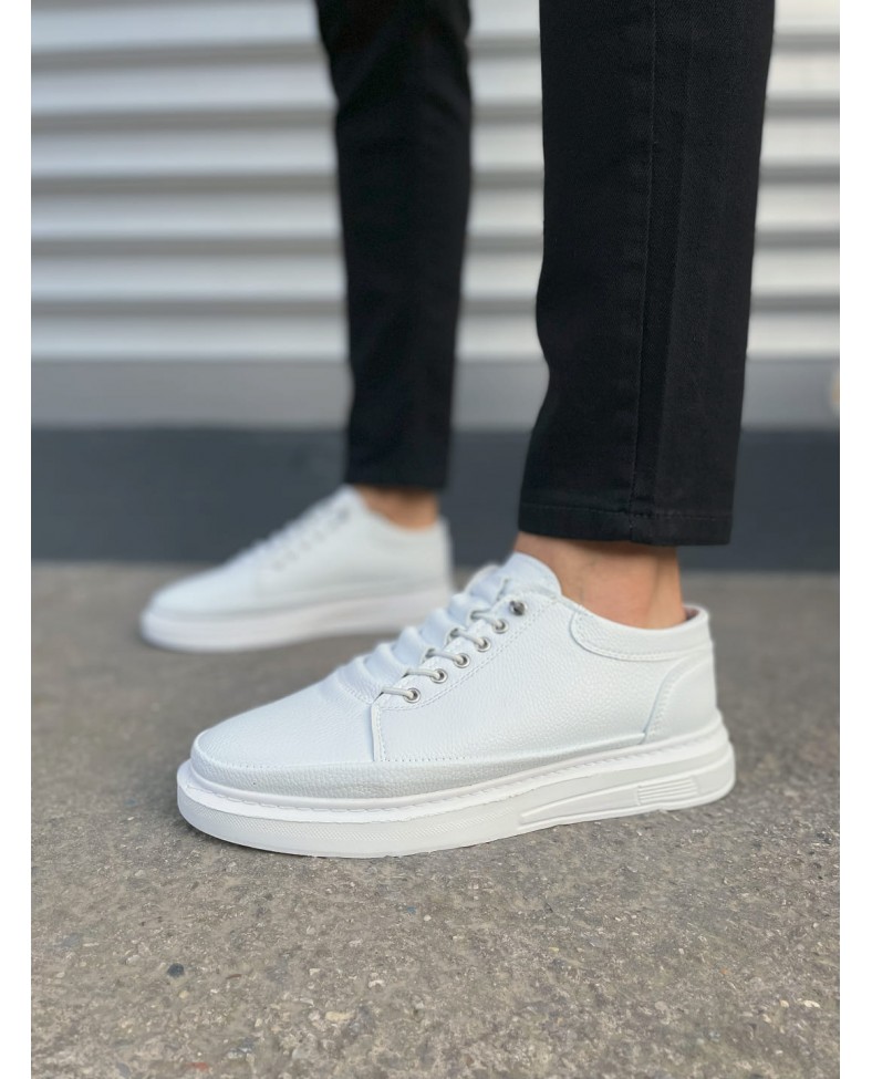 JY0535 Prime Bağcıklı Cilt Erkek Günlük Sneaker Ayakkabı CBT - Beyaz