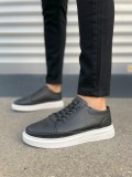 JY0535 Prime Bağcıklı Cilt Erkek Günlük Sneaker Ayakkabı CBT - Siyah
