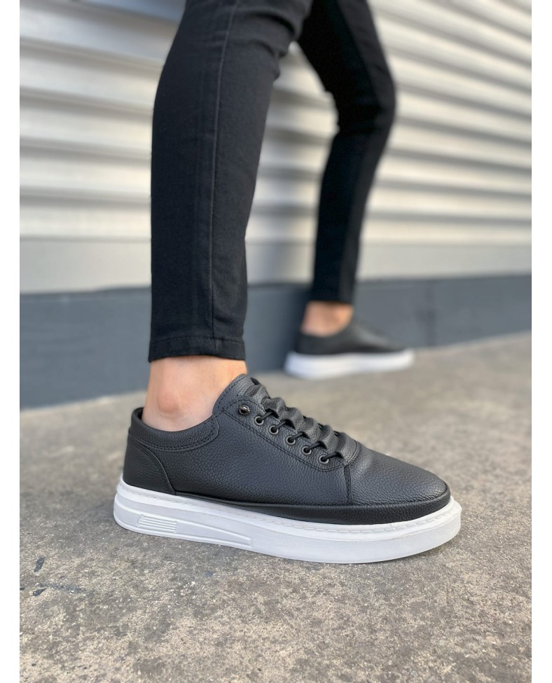 JY0535 Prime Bağcıklı Cilt Erkek Günlük Sneaker Ayakkabı CBT - Siyah