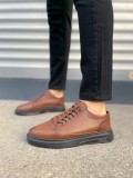 JY0535 Prime Bağcıklı Cilt Erkek Günlük Sneaker Ayakkabı CST - Taba