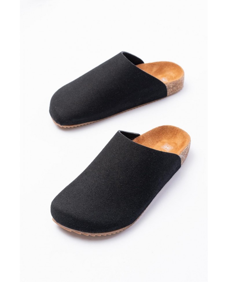 JY0556 Ravn Bağcıksız Hakiki Süet Deri Erkek Günlük Mantar Taban Loafer Klasik Ayakkabı HDMT - Siyah