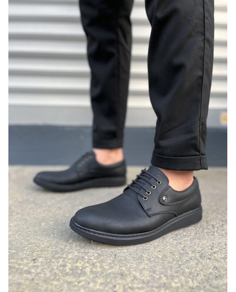 JY0610 Clasico Bağcıklı Cilt Erkek Günlük Klasik Ayakkabı CST - Mat Siyah Somersan Giyim | Kadın, Erkek ve Çocuk Moda