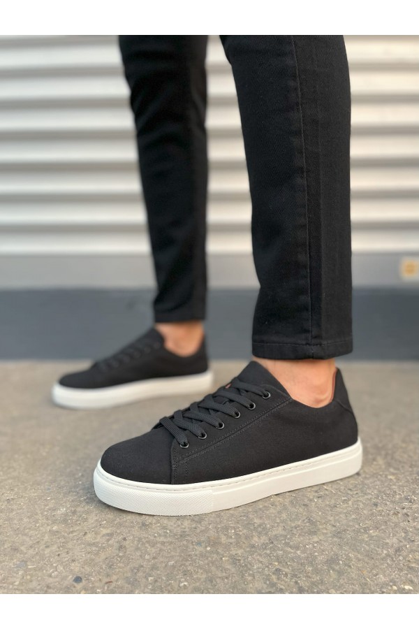 JY122 Mode Bağcıklı Süet Erkek Günlük Sneaker Ayakkabı SBT - Siyah
