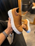 JY144 Volt Bağcıklı Süet Erkek Günlük Sneaker Yüksek Taban Ayakkabı SBT Taba
