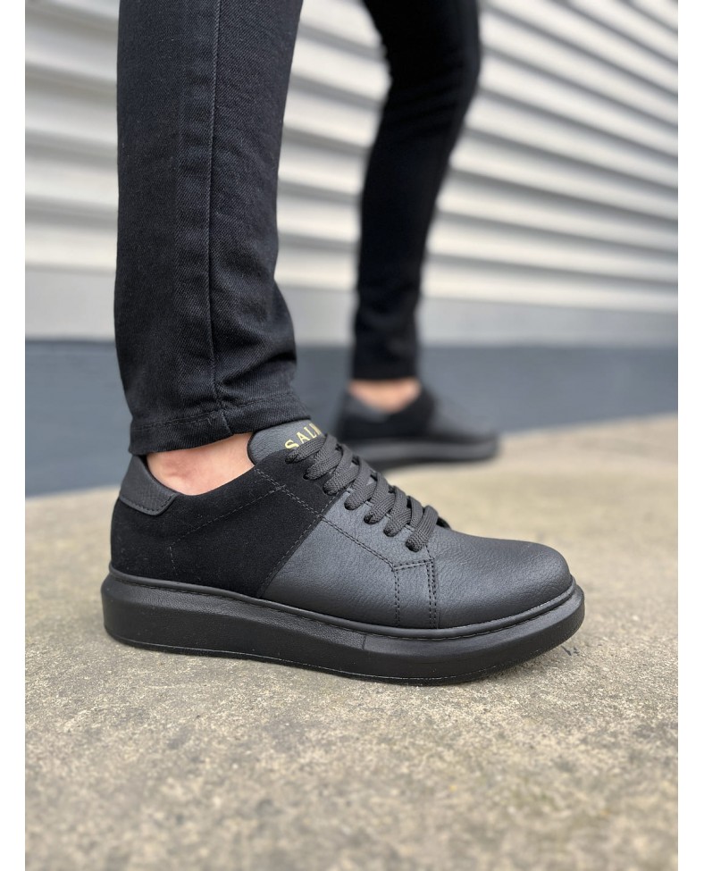 JY151 Boost Bağcıklı Cilt Süet Erkek Günlük Sneaker Ayakkabı CSST - Siyah