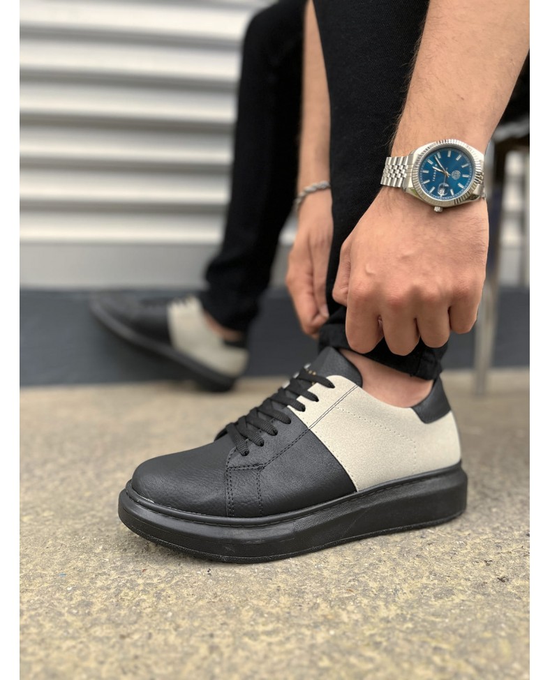 JY151 Boost Bağcıklı Cilt Süet Erkek Günlük Sneaker Ayakkabı CSST - Siyah/Gri