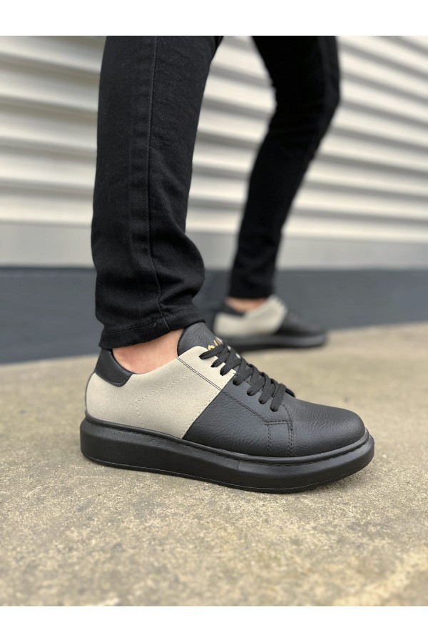 JY151 Boost Bağcıklı Cilt Süet Erkek Günlük Sneaker Ayakkabı CSST - Siyah/Gri