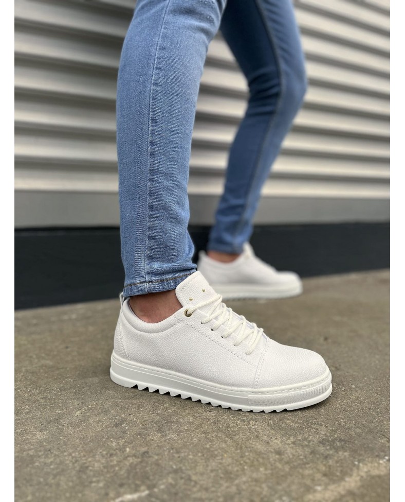 JY152 Cool Bağcıklı Cilt Erkek Günlük Spor Klasik Ayakkabı CBT - Beyaz Somersan Giyim | Kadın, Erkek ve Çocuk Moda