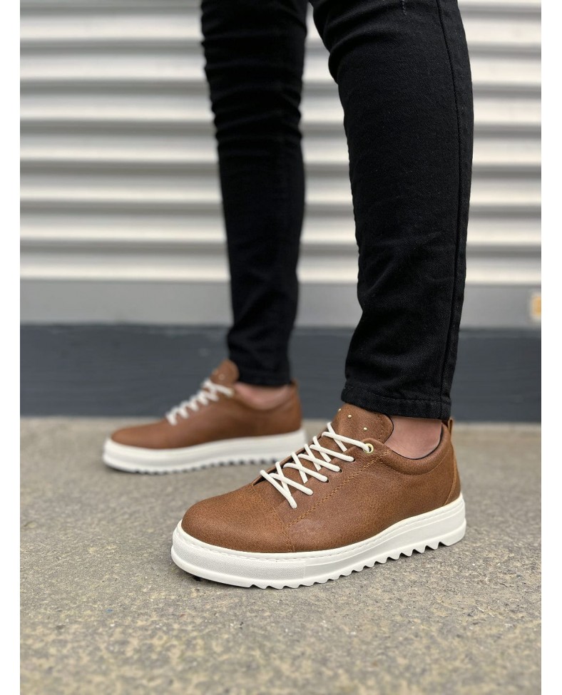 JY152 Cool Bağcıklı Cilt Erkek Günlük Spor Klasik Ayakkabı CBT - Taba Somersan Giyim | Kadın, Erkek ve Çocuk Moda