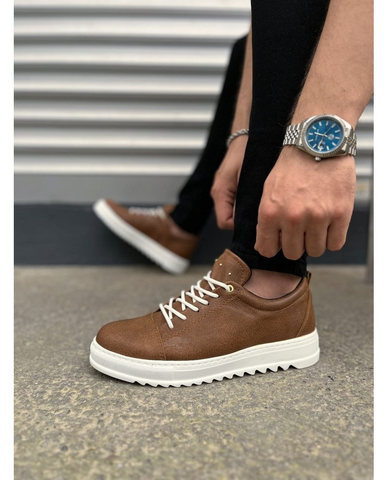 JY152 Cool Bağcıklı Cilt Erkek Günlük Spor Klasik Ayakkabı CBT - Taba Somersan Giyim | Kadın, Erkek ve Çocuk Moda
