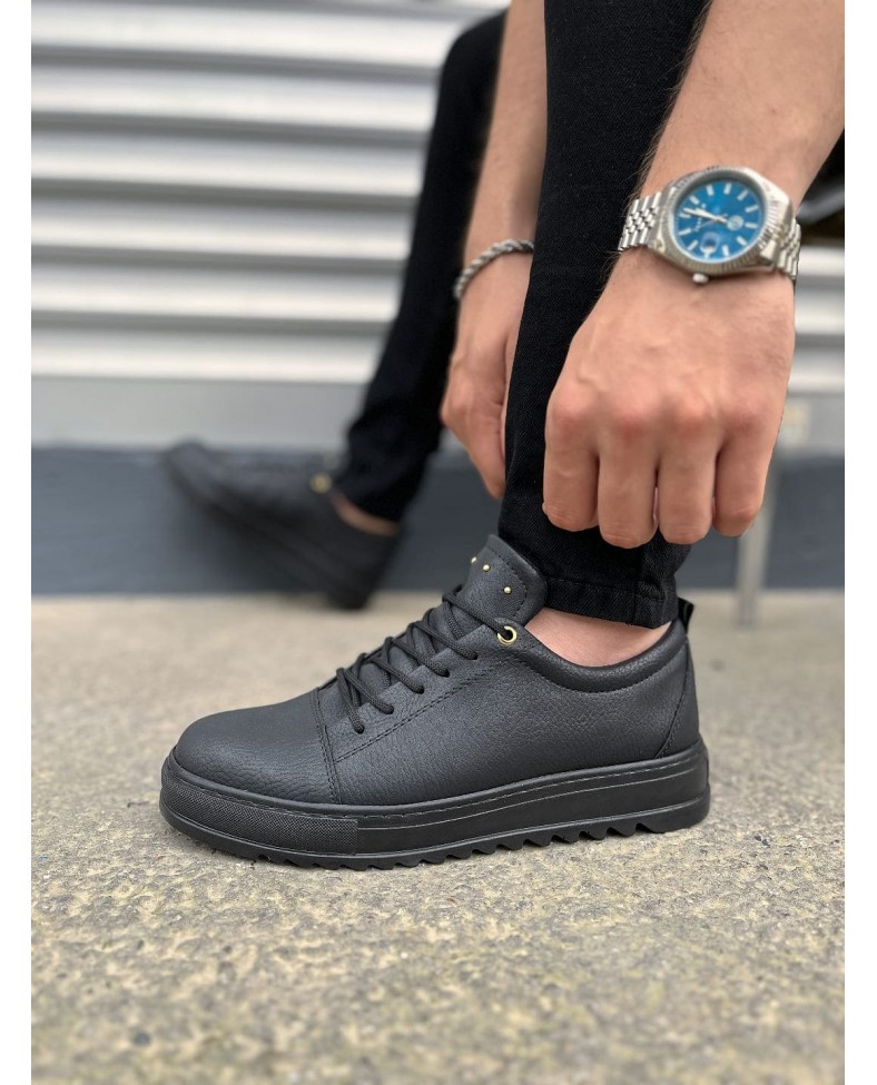 JY152 Cool Bağcıklı Cilt Erkek Günlük Spor Klasik Ayakkabı CST - Siyah Somersan Giyim | Kadın, Erkek ve Çocuk Moda