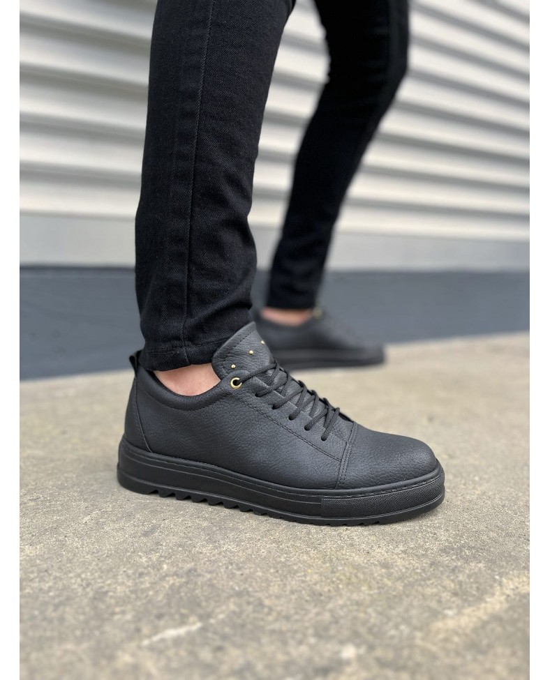 JY152 Cool Bağcıklı Cilt Erkek Günlük Spor Klasik Ayakkabı CST - Siyah Somersan Giyim | Kadın, Erkek ve Çocuk Moda