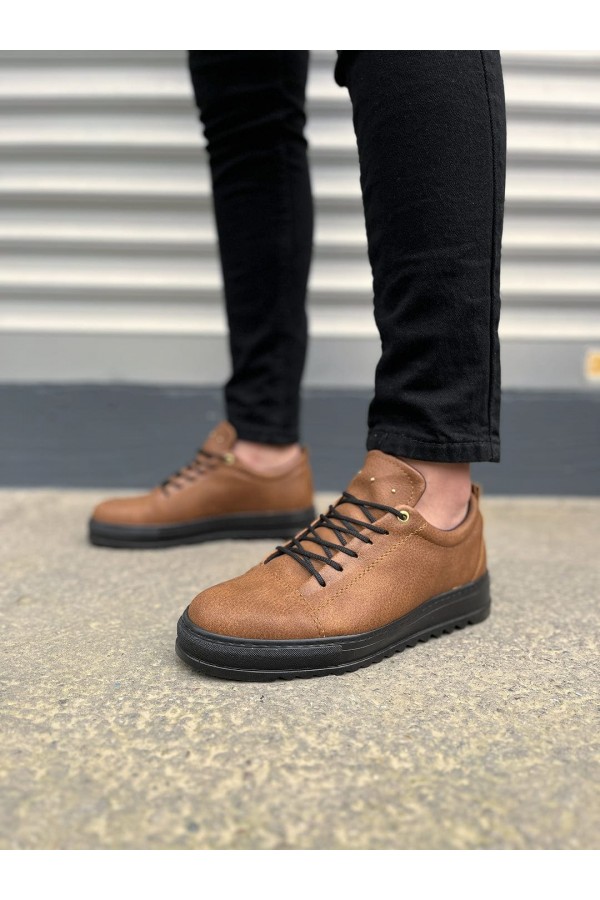 JY152 Cool Bağcıklı Cilt Erkek Günlük Spor Klasik Ayakkabı CST - Taba