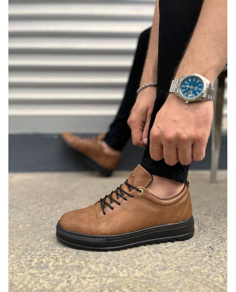 JY152 Cool Bağcıklı Cilt Erkek Günlük Spor Klasik Ayakkabı CST - Taba