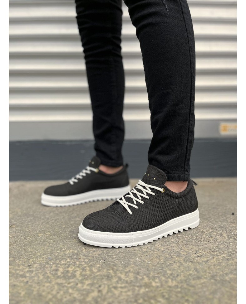 JY152 Cool Bağcıklı Keten Erkek Günlük Spor Klasik Ayakkabı KBT - Siyah
