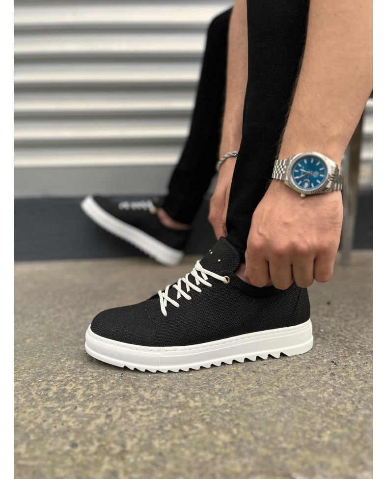 JY152 Cool Bağcıklı Keten Erkek Günlük Spor Klasik Ayakkabı KBT - Siyah