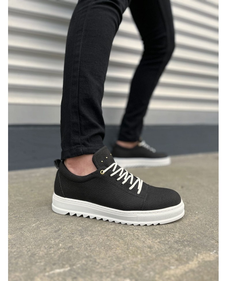 JY152 Cool Bağcıklı Keten Erkek Günlük Spor Klasik Ayakkabı KBT - Siyah