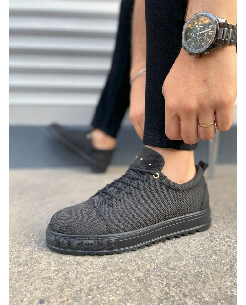 JY152 Cool Bağcıklı Keten Erkek Günlük Spor Klasik Ayakkabı KST - Siyah