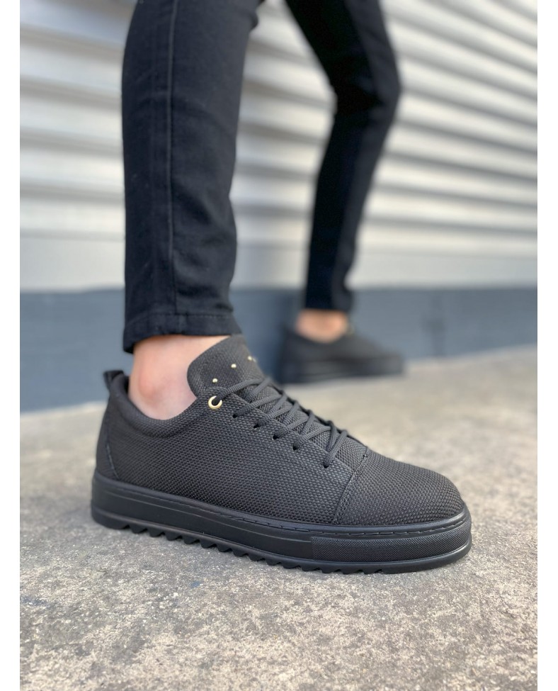 JY152 Cool Bağcıklı Keten Erkek Günlük Spor Klasik Ayakkabı KST - Siyah