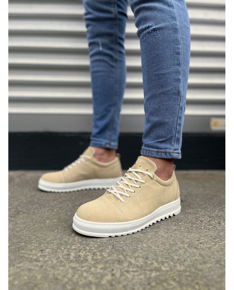 JY152 Cool Bağcıklı Süet Erkek Günlük Spor Klasik Ayakkabı SBT - Krem