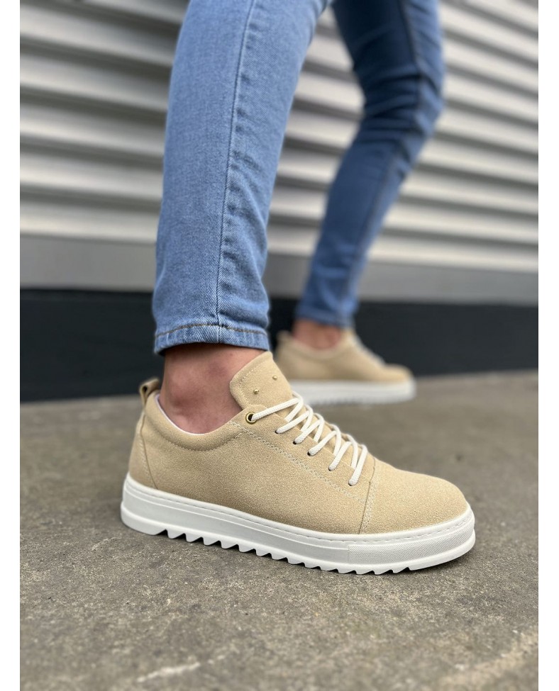 JY152 Cool Bağcıklı Süet Erkek Günlük Spor Klasik Ayakkabı SBT - Krem