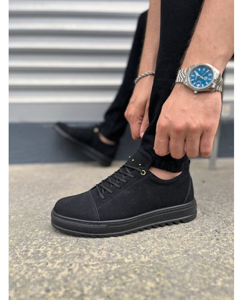 JY152 Cool Bağcıklı Süet Erkek Günlük Spor Klasik Ayakkabı SST - Siyah Somersan Giyim | Kadın, Erkek ve Çocuk Moda