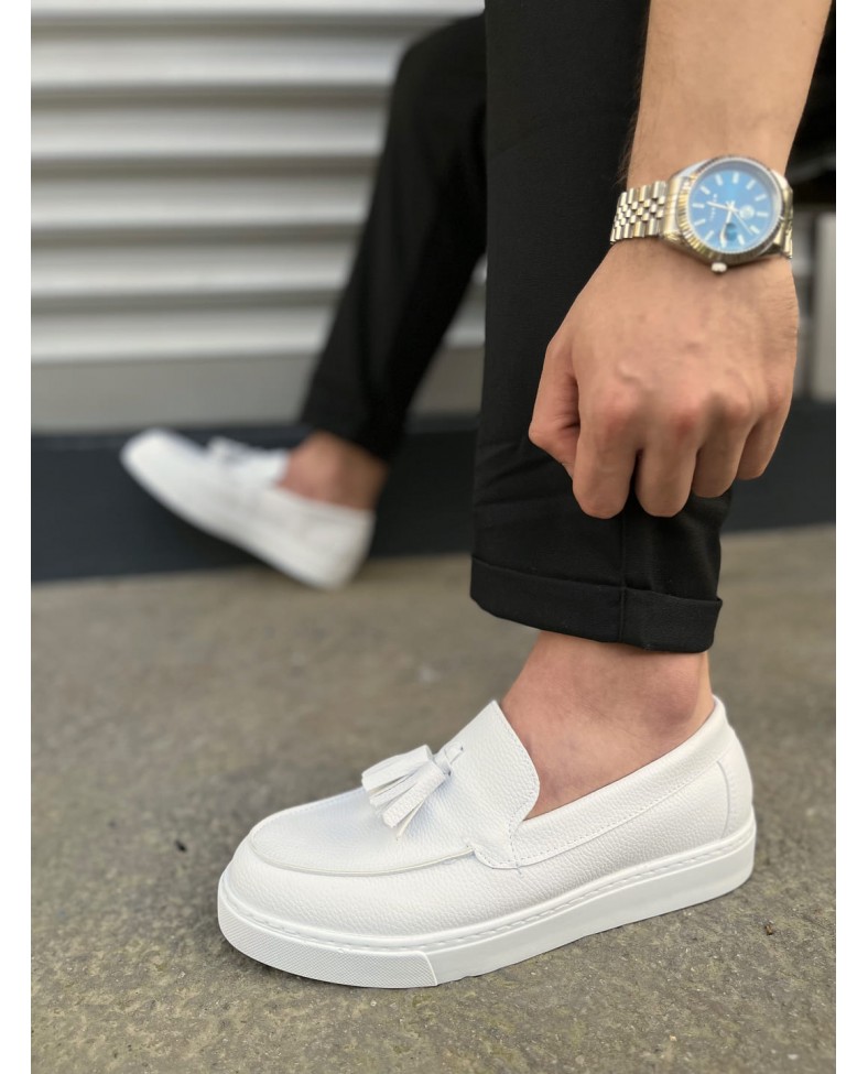 JY153 Bloom Bağcıksız Püsküllü Cilt Erkek Günlük Spor Klasik Ayakkabı CBT - Beyaz Somersan Giyim | Kadın, Erkek ve Çocuk Moda