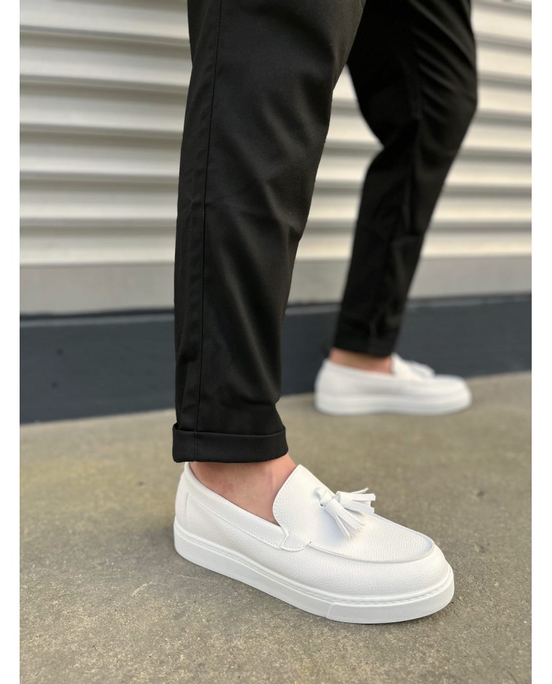 JY153 Bloom Bağcıksız Püsküllü Cilt Erkek Günlük Spor Klasik Ayakkabı CBT - Beyaz Somersan Giyim | Kadın, Erkek ve Çocuk Moda