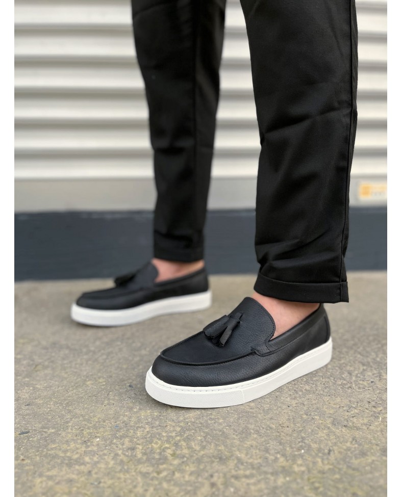 JY153 Bloom Bağcıksız Püsküllü Cilt Erkek Günlük Spor Klasik Ayakkabı CBT - Siyah Somersan Giyim | Kadın, Erkek ve Çocuk Moda