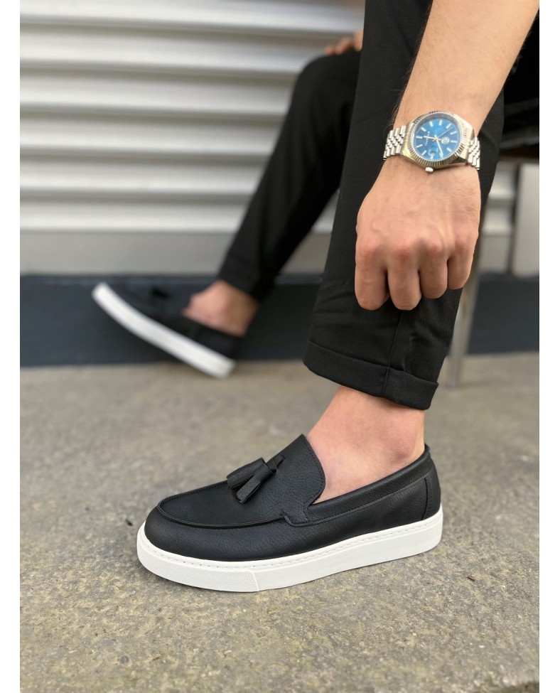 JY153 Bloom Bağcıksız Püsküllü Cilt Erkek Günlük Spor Klasik Ayakkabı CBT - Siyah Somersan Giyim | Kadın, Erkek ve Çocuk Moda