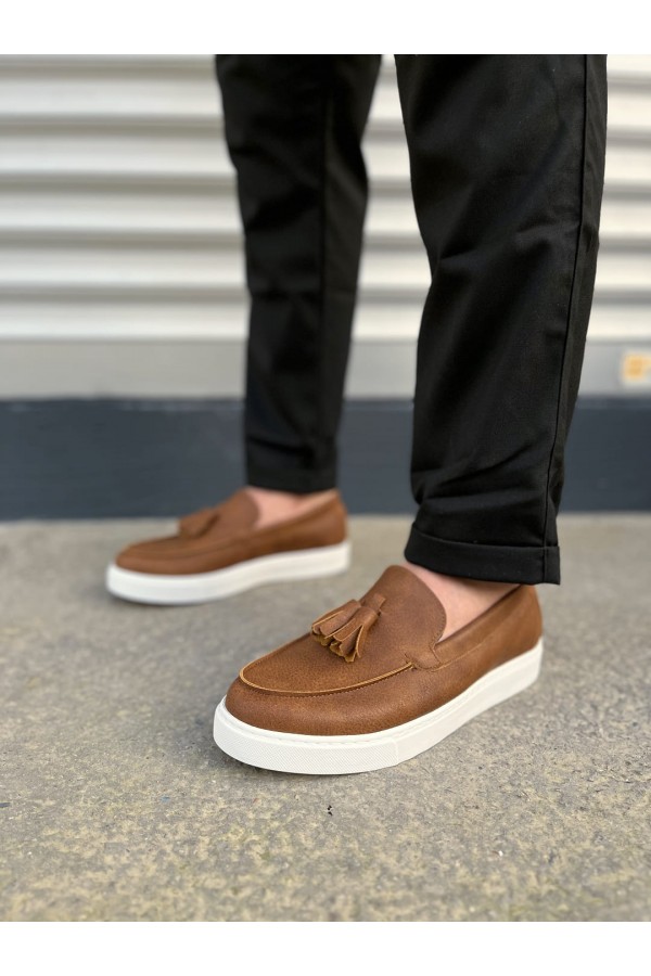 JY153 Bloom Bağcıksız Püsküllü Cilt Erkek Günlük Spor Klasik Ayakkabı CBT - Taba