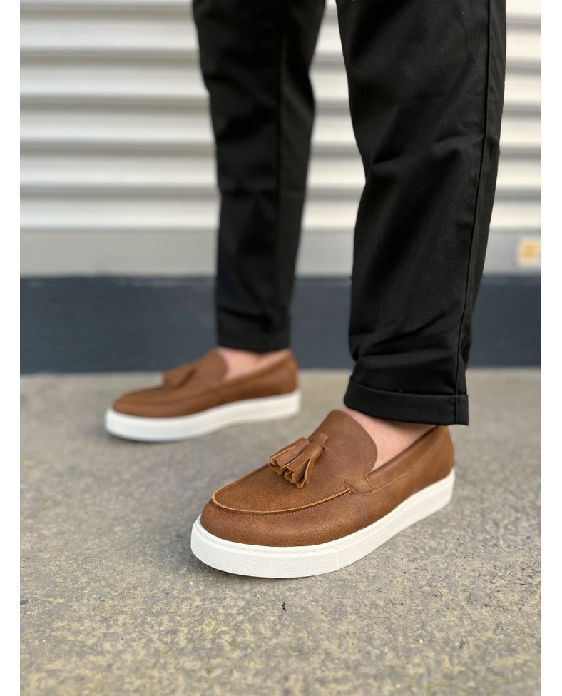 JY153 Bloom Bağcıksız Püsküllü Cilt Erkek Günlük Spor Klasik Ayakkabı CBT - Taba Somersan Giyim | Kadın, Erkek ve Çocuk Moda