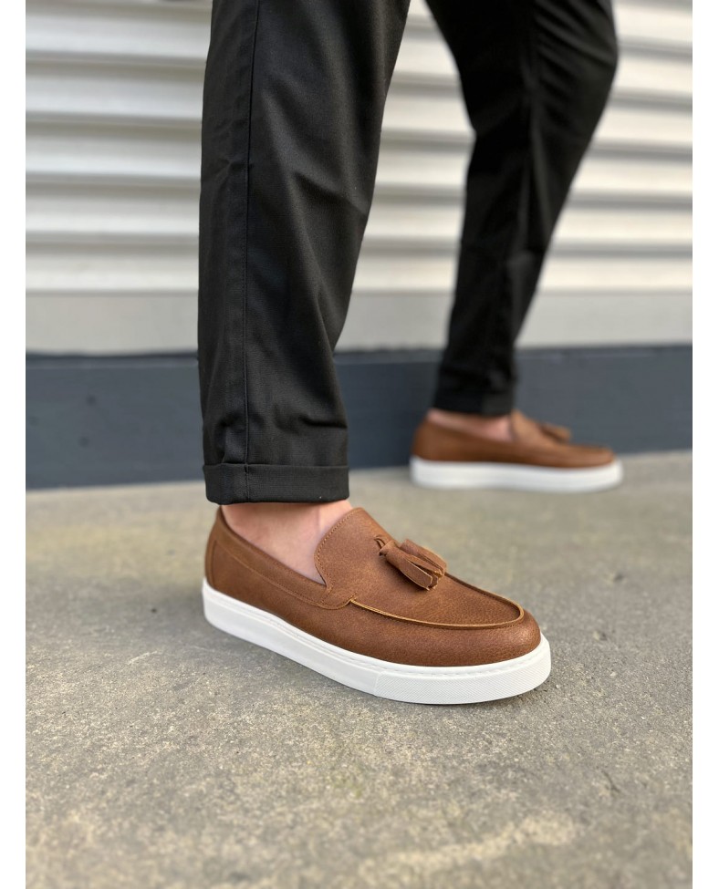 JY153 Bloom Bağcıksız Püsküllü Cilt Erkek Günlük Spor Klasik Ayakkabı CBT - Taba Somersan Giyim | Kadın, Erkek ve Çocuk Moda