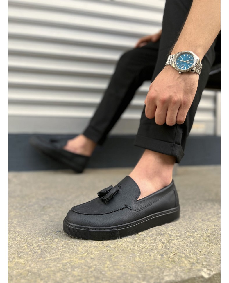 JY153 Bloom Bağcıksız Püsküllü Cilt Erkek Günlük Spor Klasik Ayakkabı CST - Siyah Somersan Giyim | Kadın, Erkek ve Çocuk Moda