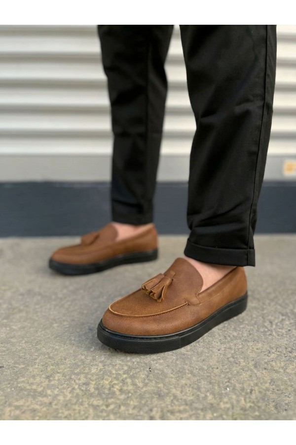 JY153 Bloom Bağcıksız Püsküllü Cilt Erkek Günlük Spor Klasik Ayakkabı CST - Taba