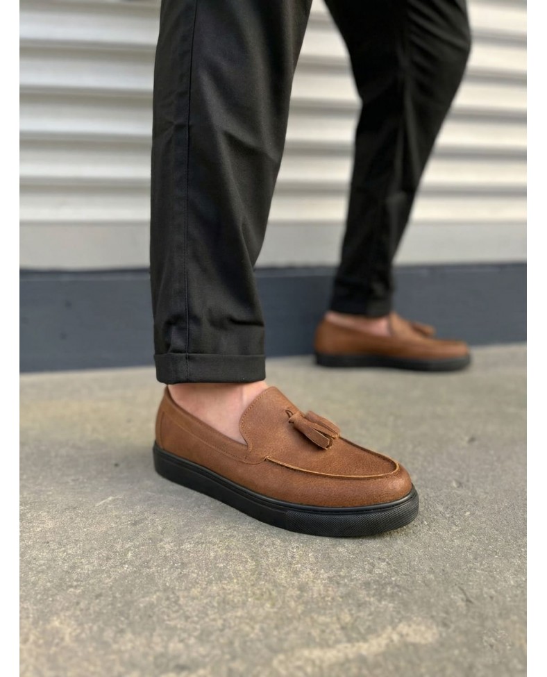 JY153 Bloom Bağcıksız Püsküllü Cilt Erkek Günlük Spor Klasik Ayakkabı CST - Taba