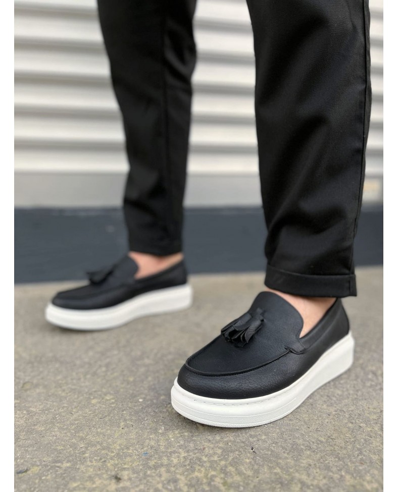 JY154 Blaze Bağcıksız Püsküllü Cilt Erkek Günlük Spor Klasik Ayakkabı CBT - Siyah Somersan Giyim | Kadın, Erkek ve Çocuk Moda