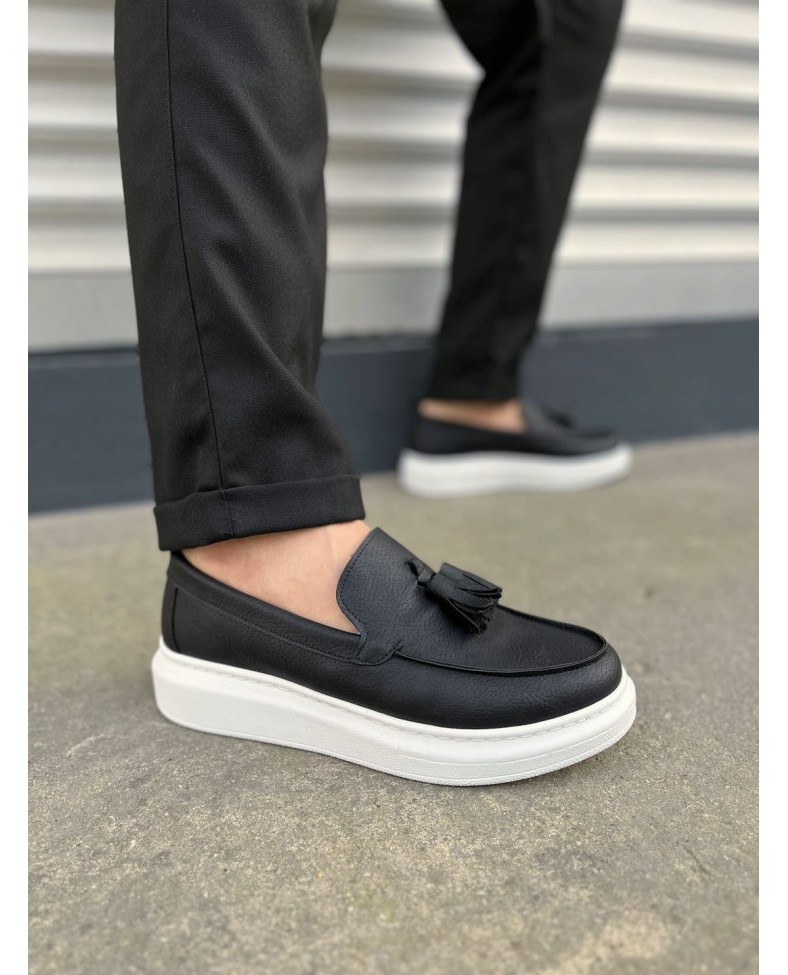 JY154 Blaze Bağcıksız Püsküllü Cilt Erkek Günlük Spor Klasik Ayakkabı CBT - Siyah Somersan Giyim | Kadın, Erkek ve Çocuk Moda