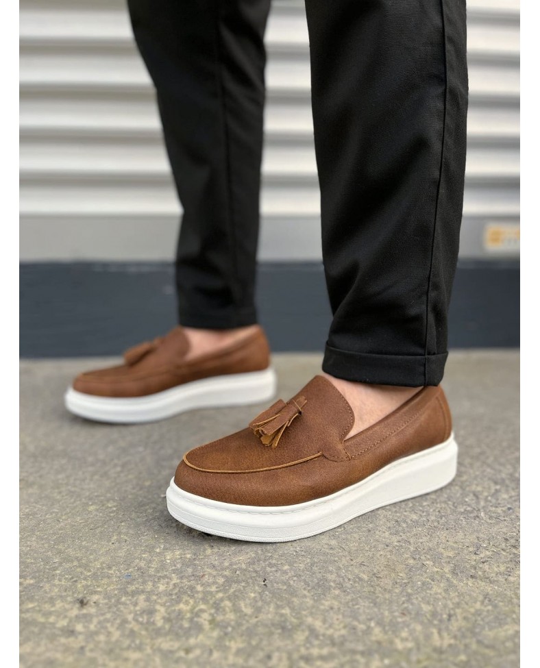 JY154 Blaze Bağcıksız Püsküllü Cilt Erkek Günlük Spor Klasik Ayakkabı CBT - Taba Somersan Giyim | Kadın, Erkek ve Çocuk Moda