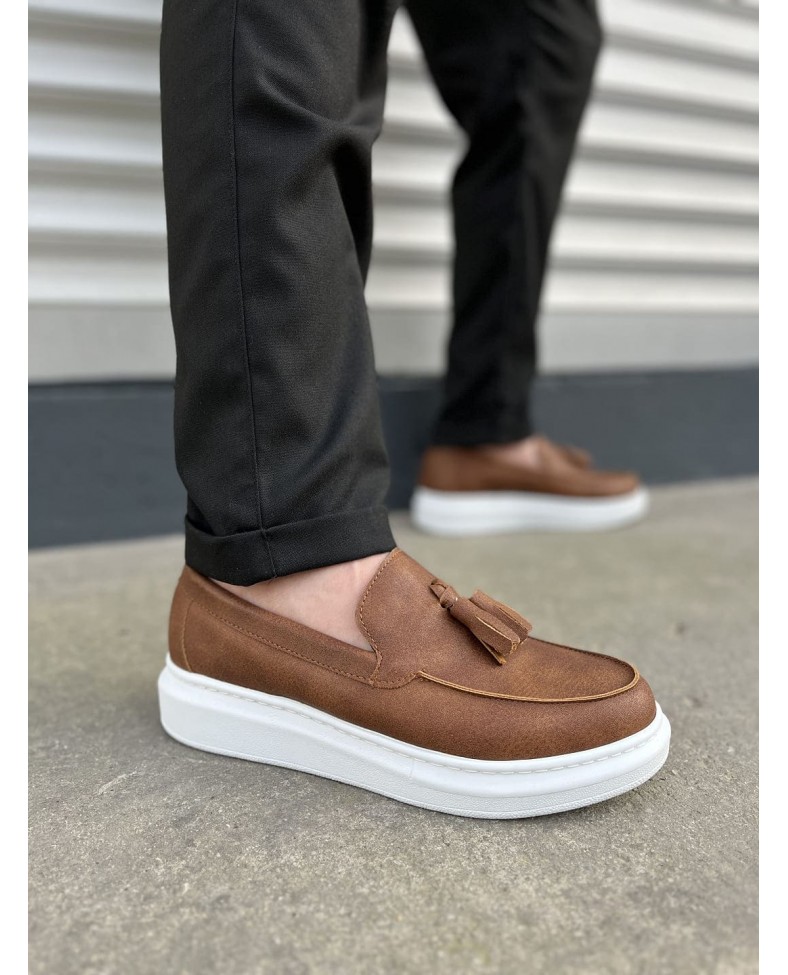 JY154 Blaze Bağcıksız Püsküllü Cilt Erkek Günlük Spor Klasik Ayakkabı CBT - Taba Somersan Giyim | Kadın, Erkek ve Çocuk Moda