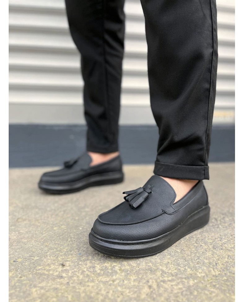 JY154 Blaze Bağcıksız Püsküllü Cilt Erkek Günlük Spor Klasik Ayakkabı CST - Siyah Somersan Giyim | Kadın, Erkek ve Çocuk Moda