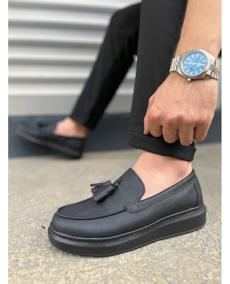 JY154 Blaze Bağcıksız Püsküllü Cilt Erkek Günlük Spor Klasik Ayakkabı CST - Siyah Somersan Giyim | Kadın, Erkek ve Çocuk Moda