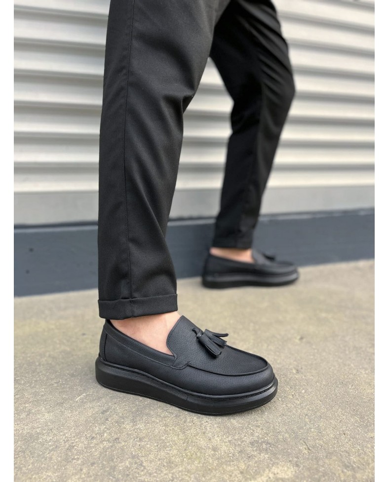 JY154 Blaze Bağcıksız Püsküllü Cilt Erkek Günlük Spor Klasik Ayakkabı CST - Siyah Somersan Giyim | Kadın, Erkek ve Çocuk Moda