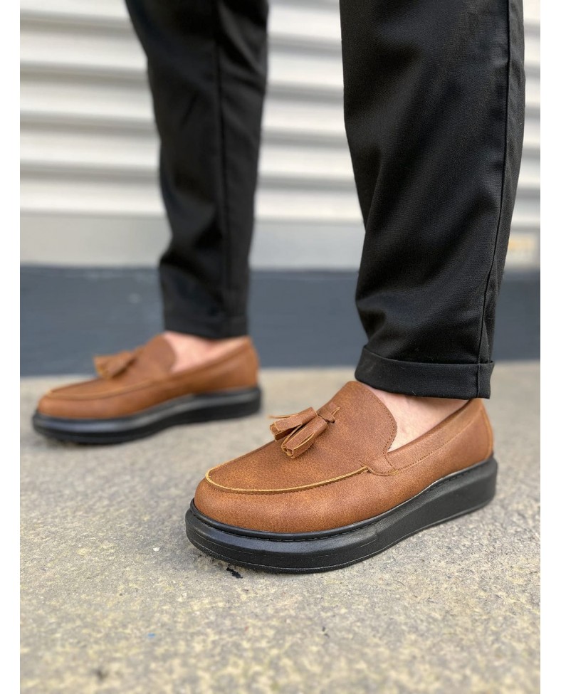 JY154 Blaze Bağcıksız Püsküllü Cilt Erkek Günlük Spor Klasik Ayakkabı CST - Taba Somersan Giyim | Kadın, Erkek ve Çocuk Moda