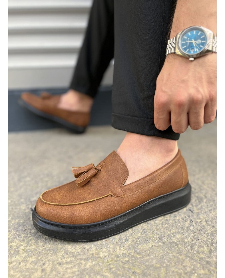 JY154 Blaze Bağcıksız Püsküllü Cilt Erkek Günlük Spor Klasik Ayakkabı CST - Taba Somersan Giyim | Kadın, Erkek ve Çocuk Moda