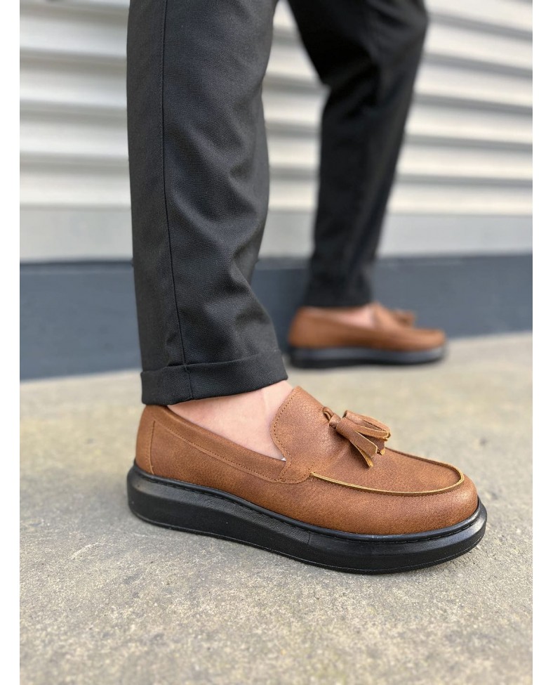 JY154 Blaze Bağcıksız Püsküllü Cilt Erkek Günlük Spor Klasik Ayakkabı CST - Taba Somersan Giyim | Kadın, Erkek ve Çocuk Moda