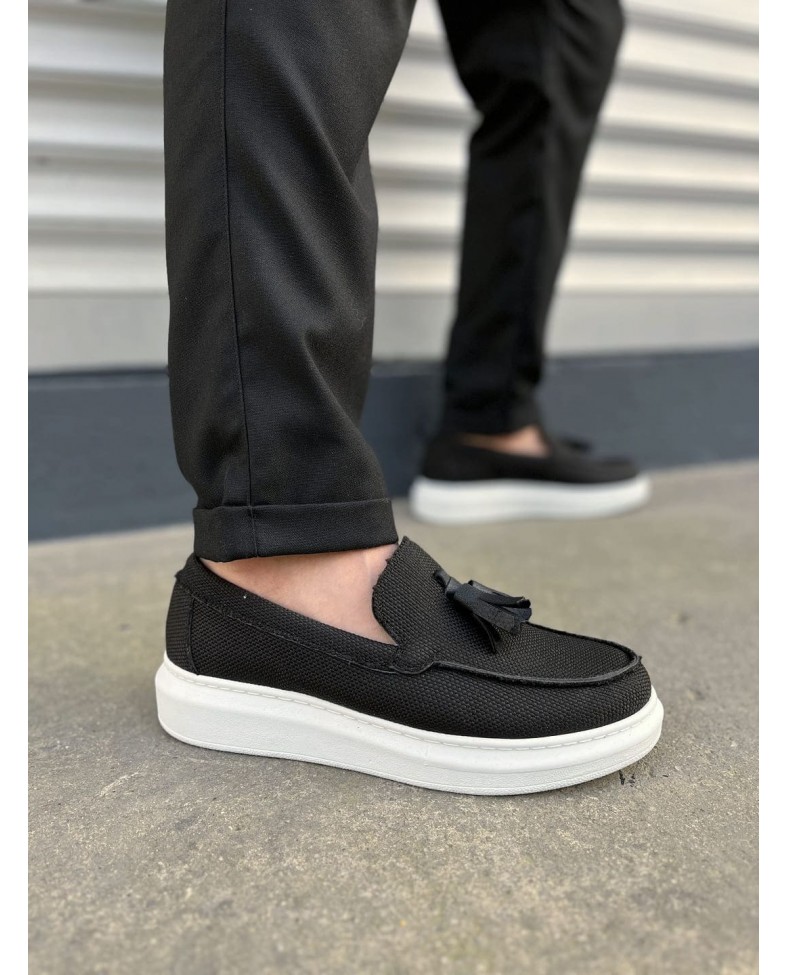 JY154 Blaze Bağcıksız Püsküllü Keten Erkek Günlük Spor Klasik Ayakkabı KBT - Siyah Somersan Giyim | Kadın, Erkek ve Çocuk Moda